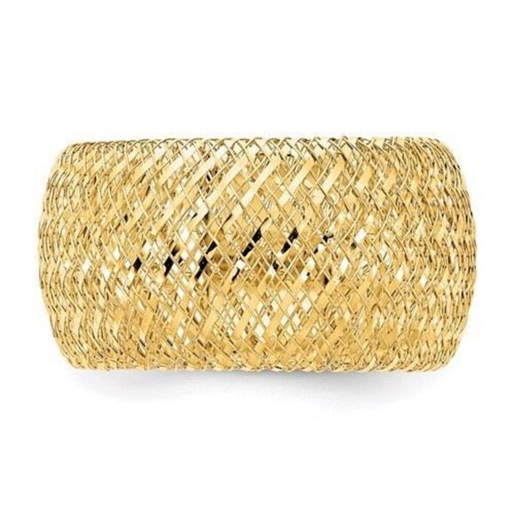 Leslie's 14K Yellow Gold Mesh Stretch Ring – Made in Italy | Lifetime Guarantee - Picture 9 of 12